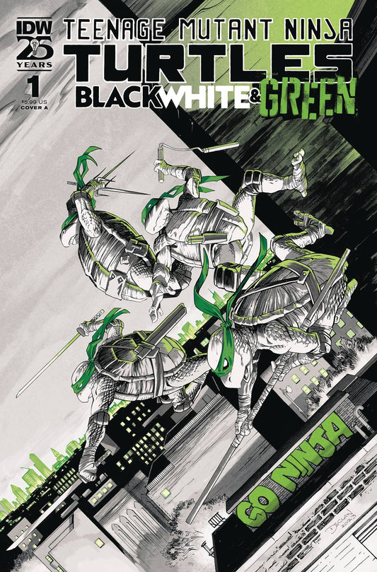 TMNT BLACK WHITE & GREEN #1 COVER A SHALVEY