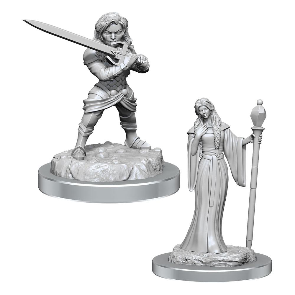 Critical Role Unpainted Miniatures Human Wizard Female & Halfling Holy Warrior Female