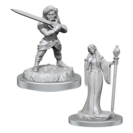 Critical Role Unpainted Miniatures Human Wizard Female & Halfling Holy Warrior Female